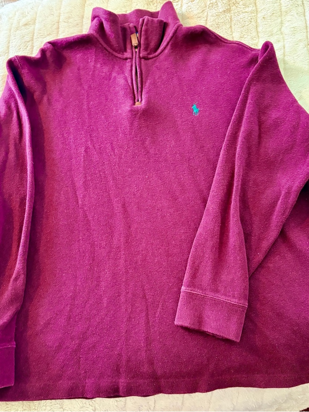 Ralph Lauren Plum Half-Zip Sweater with Teal Pony
